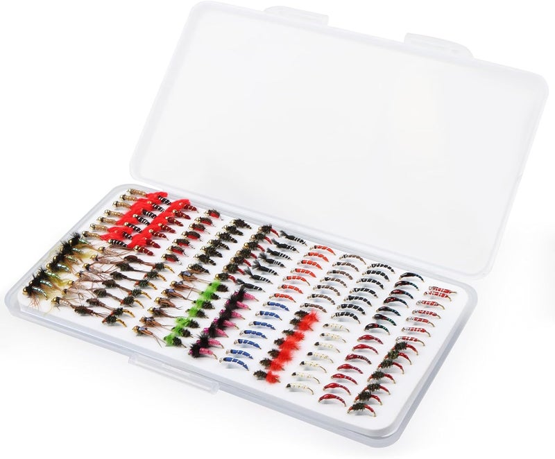 FAISOX Nymphs for Fly Fishing Flies 168pcs Kit Accessories Lures Trout with Fly Box - Image 2